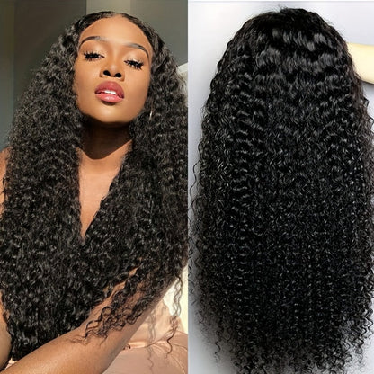 Lace Front Wig Kinky Curly Human Hair Style with 4x4x1 T-Part Lace, 180% Density and 12-22in Lengths