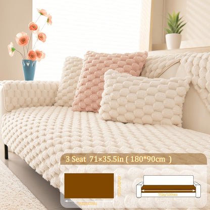 Sofa Cover 35.5-Inch Fuzzy Polyester Single-Piece Pad with Silicone-Dot Backing for 2 to 4 Seats