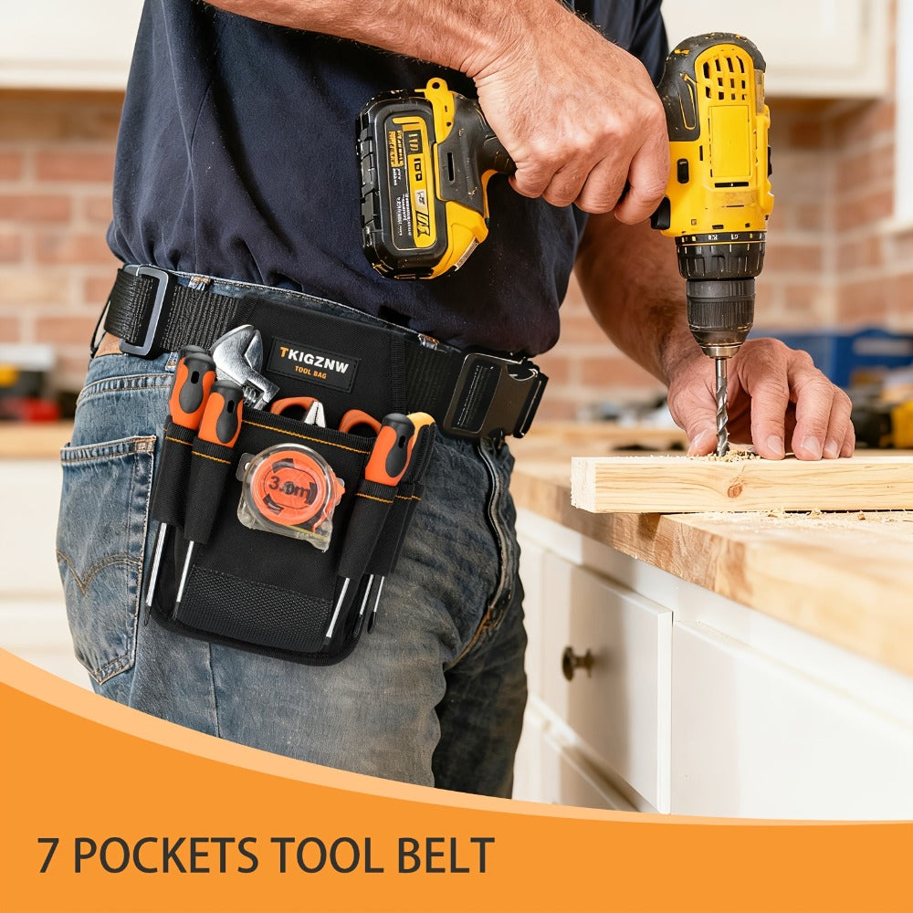 Tool Bag Heavy Duty 7-Pocket PVC Organizer for Mechanics & Electricians – Multi-Pocket Hand Tool Storage Bag