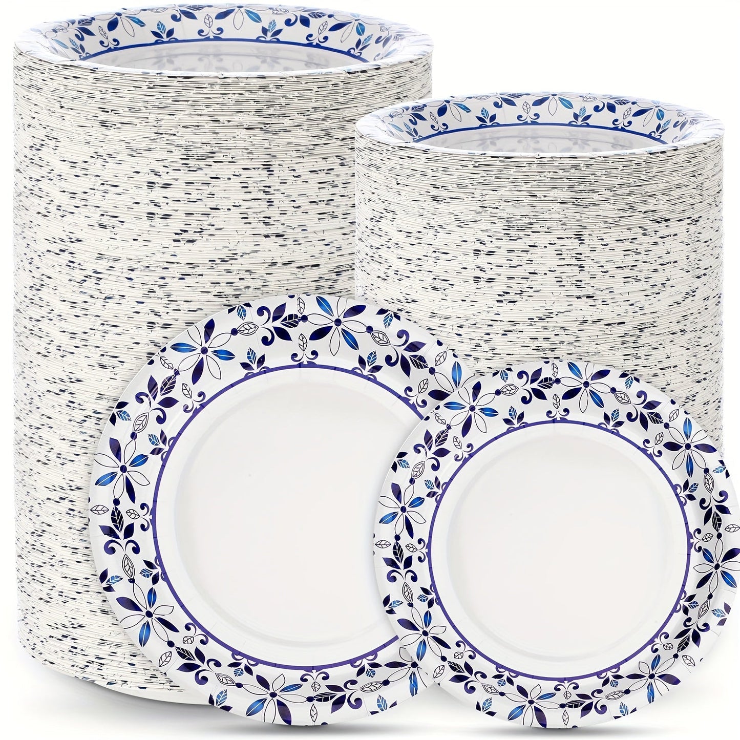 Disposable Paper Plates 300 Pack 9 Inch & 7 Inch Soak Proof Leaf Print for Party Family Gatherings Everyday Use