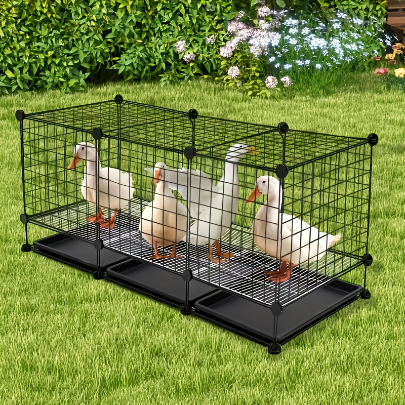 Small Animal Playpen & Pet Cage with Removable Tray, Indoor Outdoor Enclosure for Rabbits, Chickens