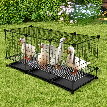 Small Animal Playpen & Pet Cage with Removable Tray, Indoor Outdoor Enclosure for Rabbits, Chickens