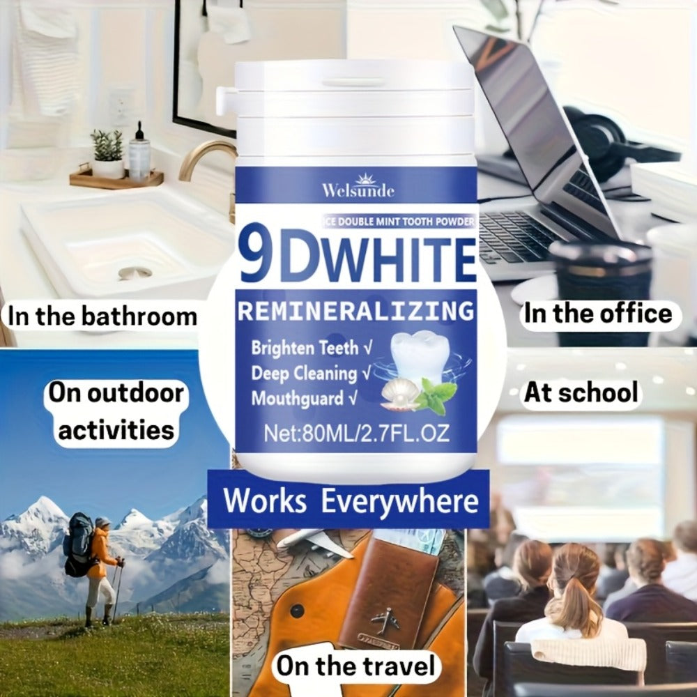 Teeth Whitening Tooth Powder 3-Pack, 9D White Deep Cleaning Dental Powder with Fresh Mint Flavor
