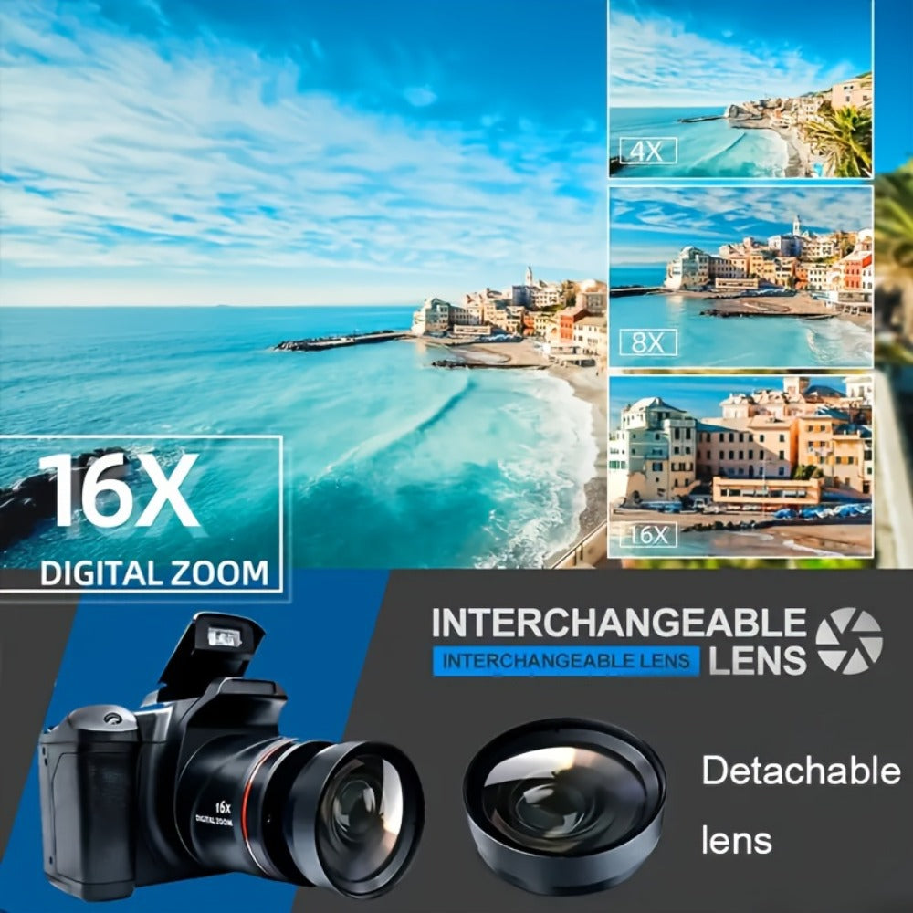 Compact Vlog Camera 1080P FHD – MARVUE Digital Camera with 2.4-Inch LCD Screen, Long-Lasting Battery, 16x Digital Zoom
