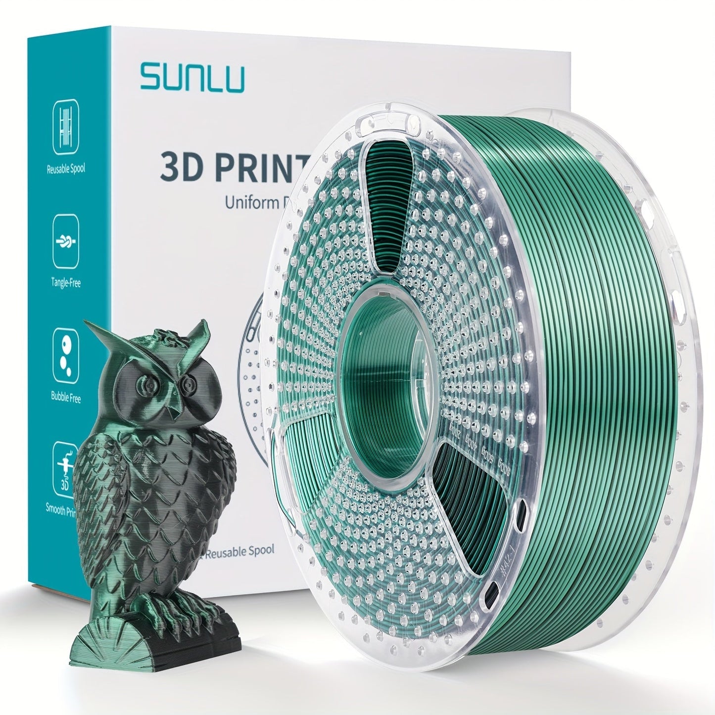 3D Printer Filament SUNLU Dual-Color Silk PLA+ 1.75mm 1kg Spool with Ten Glossy Two-Tone Options