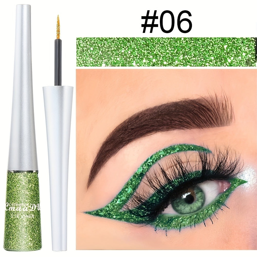 Glitter Liquid Eyeliner Set 16 Colors Waterproof Shimmer Metallic Eye Liner Pen Kit – Long-Lasting Smudge-Proof Sparkle Eye Makeup for Party