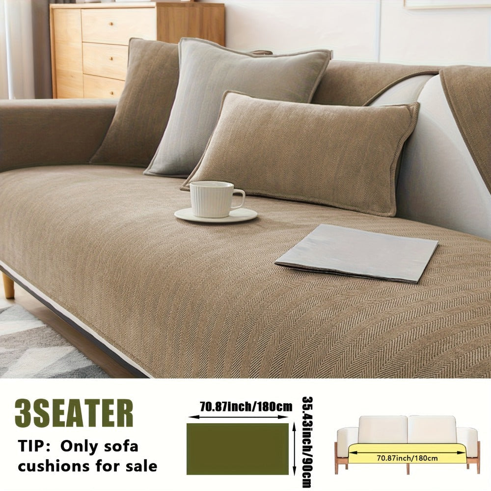 Sofa Cover Ribbed Chenille Stretch Panels for 1 to 4 Seats, Armrests or Cushions with Model-Specific Size and Color Options