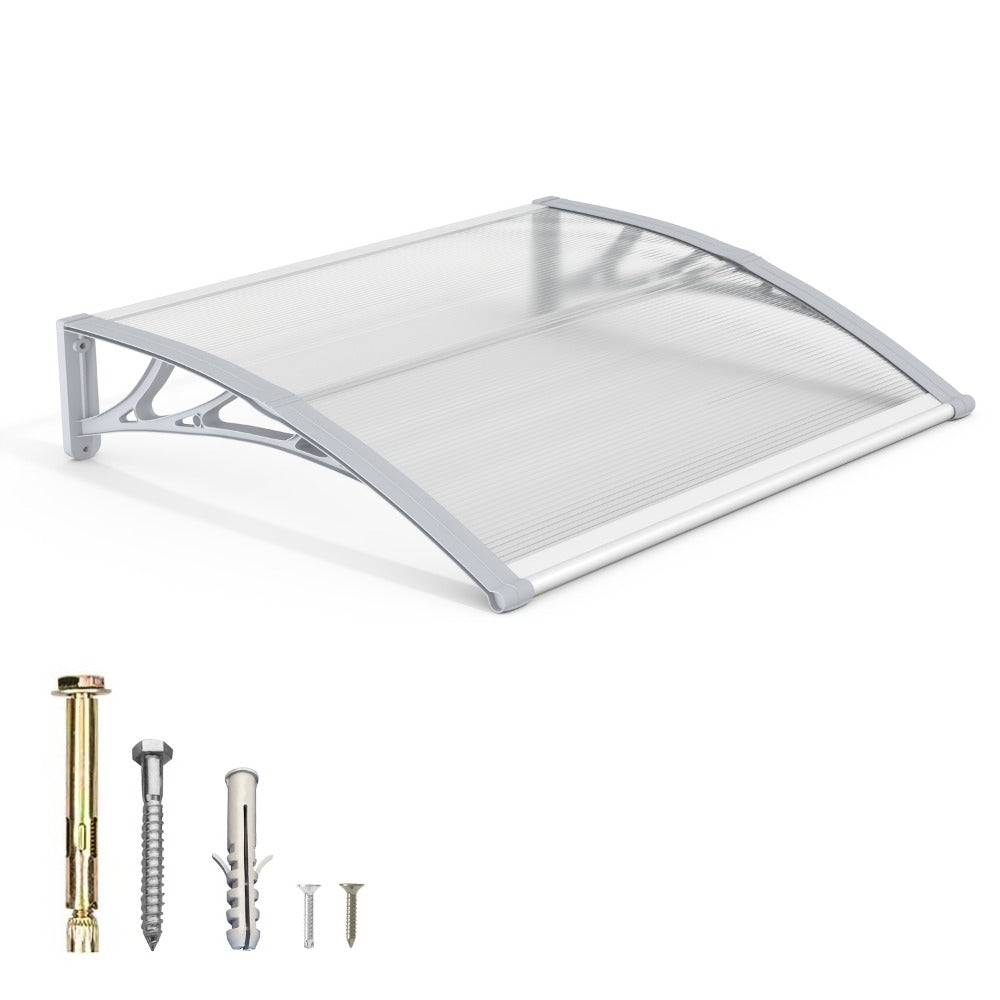 Window Awning Door Canopy Polycarbonate Overhang, UPF 50+ UV & Rain Protection, Leak-Proof Hollow Sheet