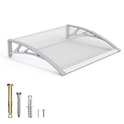 Window Awning Door Canopy Polycarbonate Overhang, UPF 50+ UV & Rain Protection, Leak-Proof Hollow Sheet