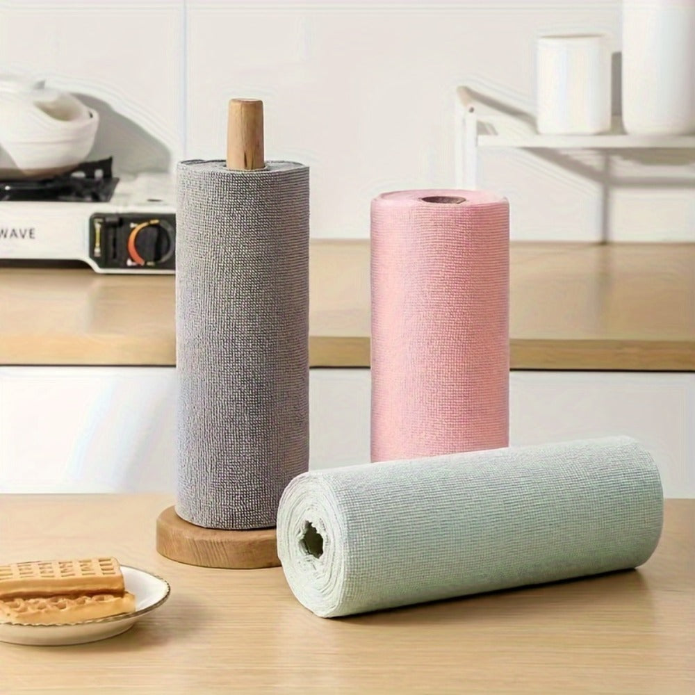 Reusable Microfiber Cleaning Towels 30-Pack, Kitchen Dish Cloth Roll, Absorbent Hand-Torn Disposable Napkins