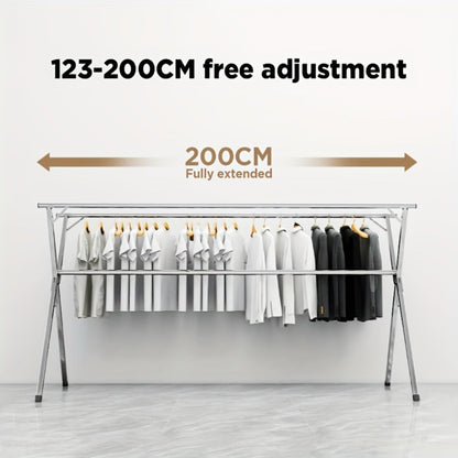Retractable Stainless Steel Clothes Drying Rack with Dual Rods and 42.52-62.99 or 48.43-78.74-Inch Sizes