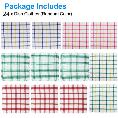 Kitchen Cleaning Cloths 24 Pack Soft Absorbent Reusable Dish Towels Square Dishcloths Durable Multi-Purpose Cleaning Rags for Home Kitchen