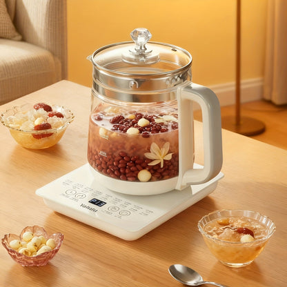 Electric Kettle 1.8L Glass Multi-Cooker with 18 Presets, Tea Infuser, Egg Steaming Rack and US Plug
