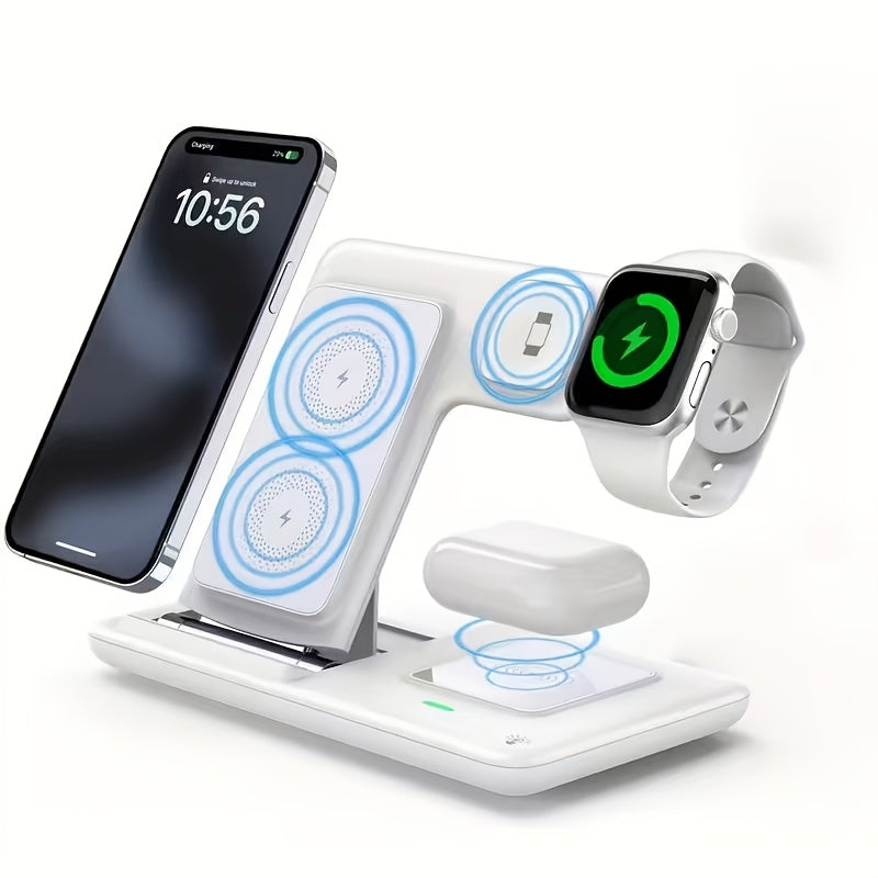 3-in-1 MagSafe Wireless Charging Station 15W Fast Charger – Foldable HS BS Style Stand for iPhone 16 15 14 13 12 Pro Max