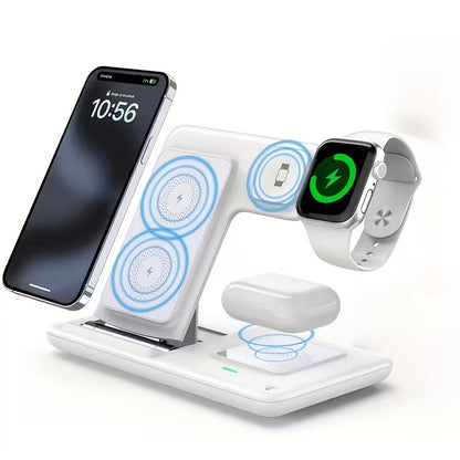 3-in-1 MagSafe Wireless Charging Station 15W Fast Charger – Foldable HS BS Style Stand for iPhone 16 15 14 13 12 Pro Max