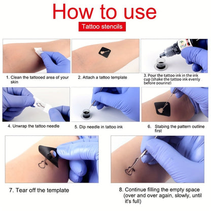 Stick and Poke Tattoo Kit - DIY Manual Tattoo Pen Hand Tool Set with 7 Color Inks, Needles
