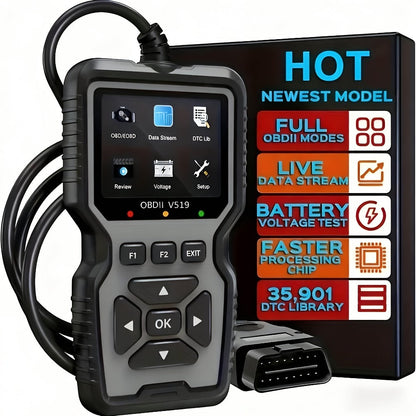 OBD2 Scanner Tool V519 – Professional Code Reader for Check Engine Light, Live Data & Diagnostic Trouble Codes | Works on All 1996+ Cars