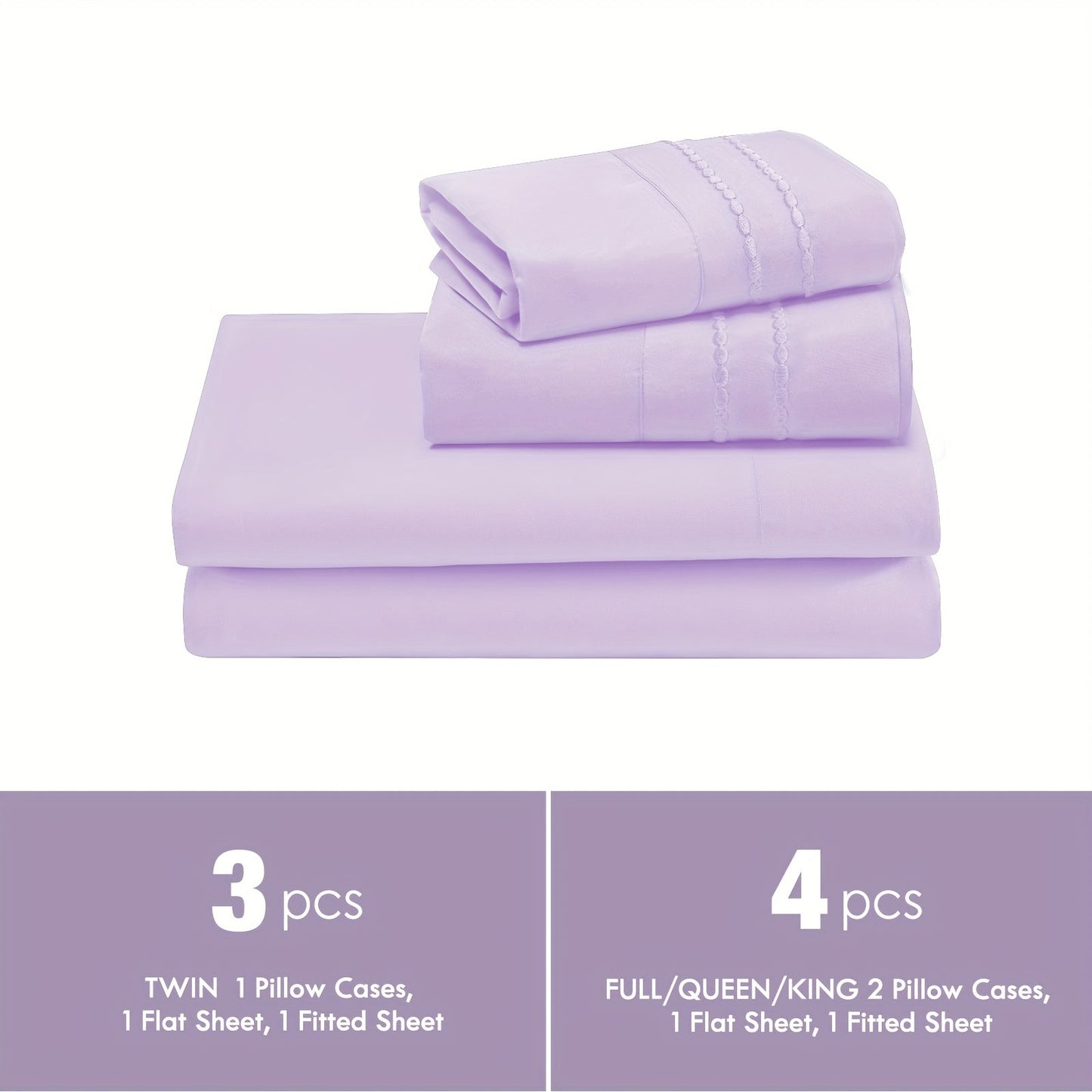 Fitted Sheet Set Deep Pocket | Soft Cooling Breathable Bedding 3-4pcs Fade-Resistant All-Season for Twin Full Queen King