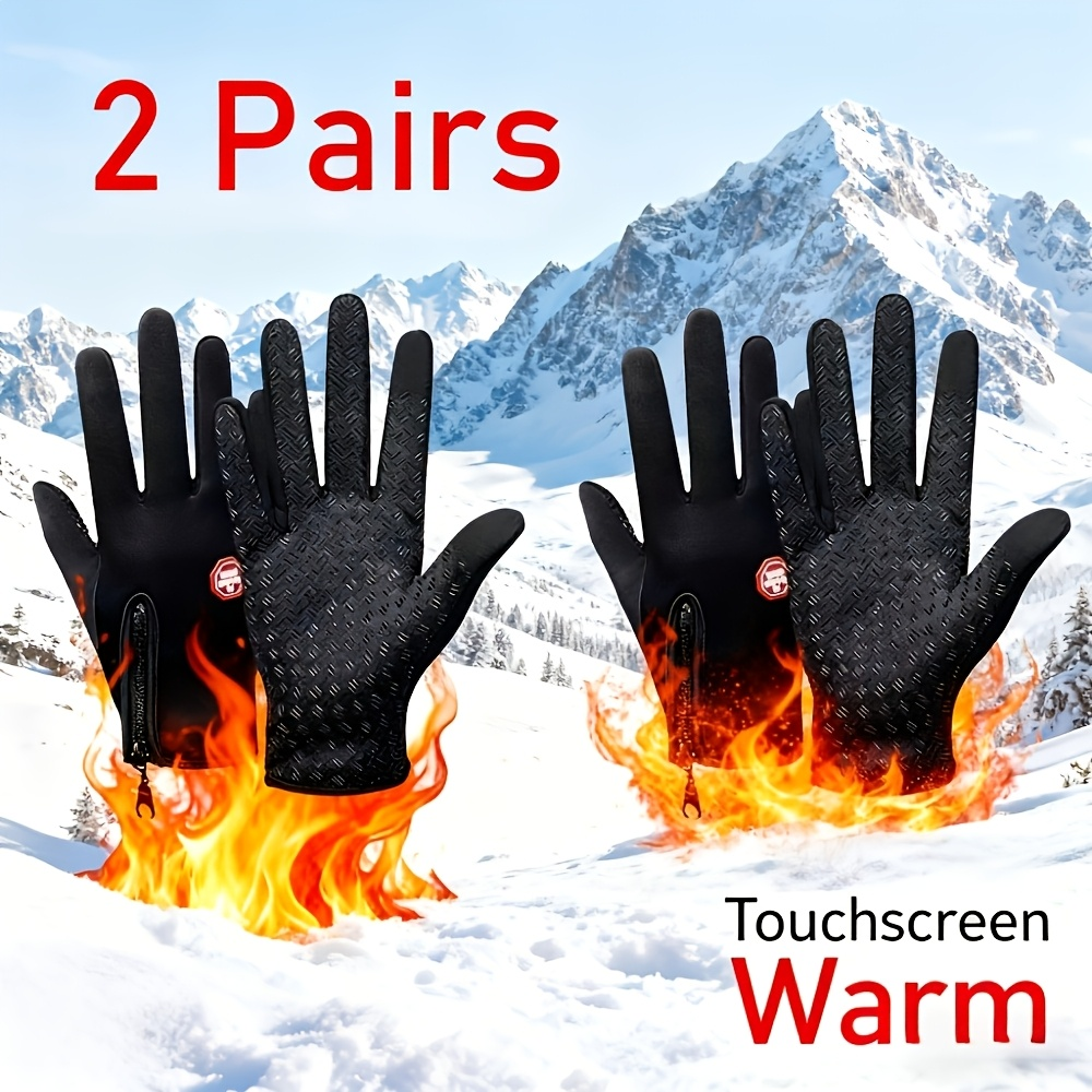 Full-Finger Winter Gloves with Single- or Three-Pair Pink, Blue and Black Options across S to XL Sizes