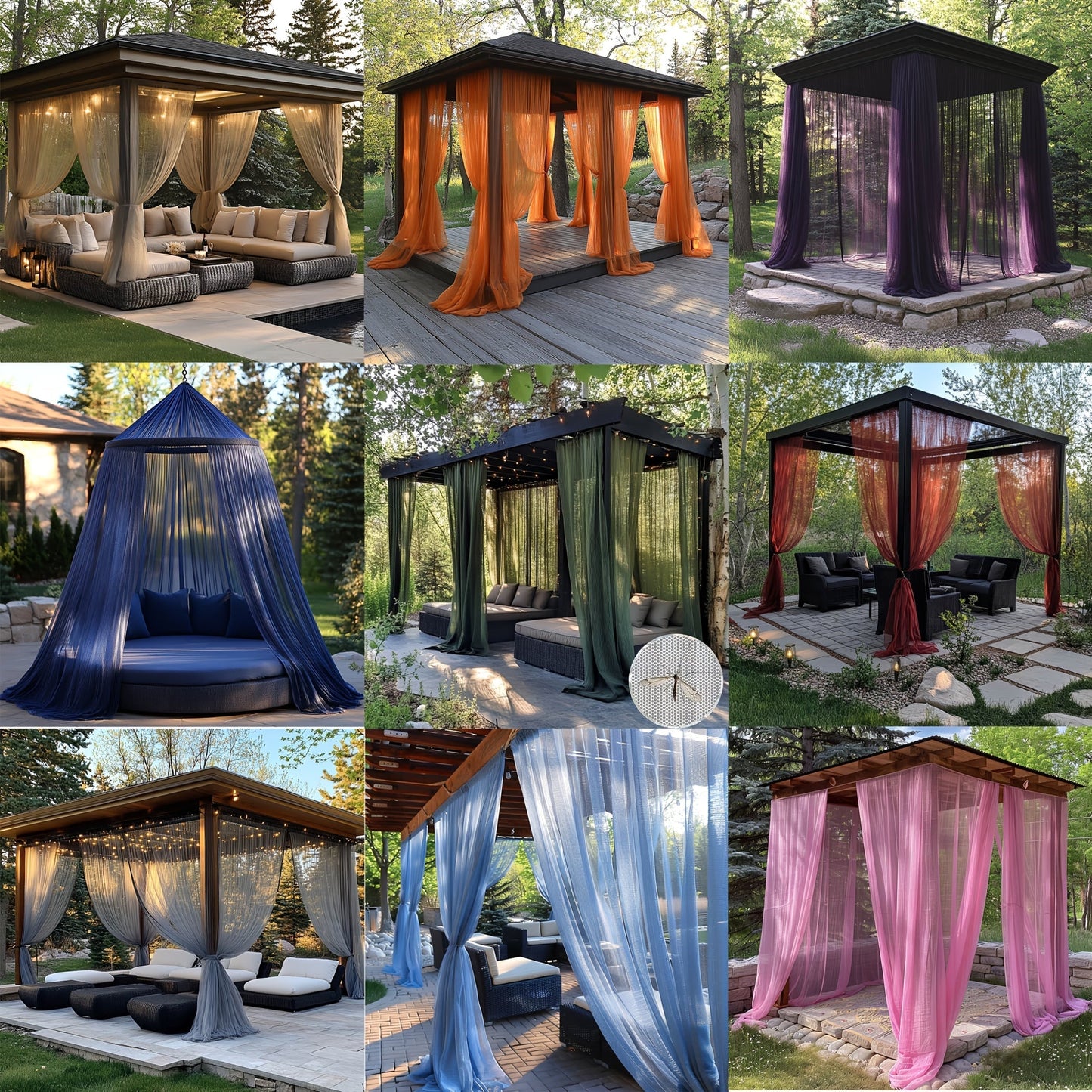 Outdoor Curtains | Sheer Mesh Rod Pocket Patio Gazebo Porch Wedding