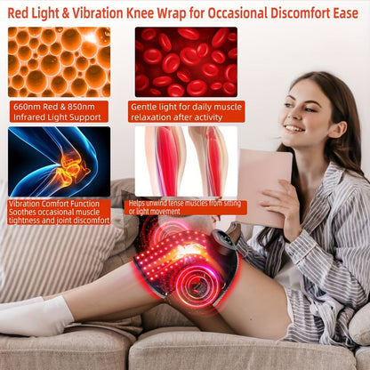 Red and Near-Infrared LED Knee Wrap with 660nm and 850nm Lights, Three Vibration Levels and Five Light Modes