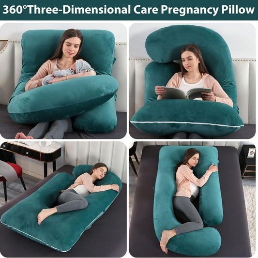 Pregnancy Pillow J-Shape 60 Inch Full Body Maternity Pillow with Velvet Cover for Entryways, Bedrooms and Living Spaces