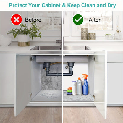 Under Sink Mat Silicone 34" x 22" Undersink Drip Tray Liner for Kitchen Bathroom Cabinet, Holds 2 Gallons