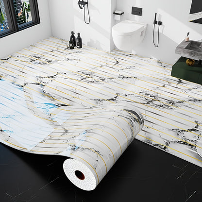 Peel and Stick Floor Tile Sticker 15.7"x118" Self-Adhesive Marble Pattern Vinyl Roll for Entryways, Bedrooms and Living Spaces