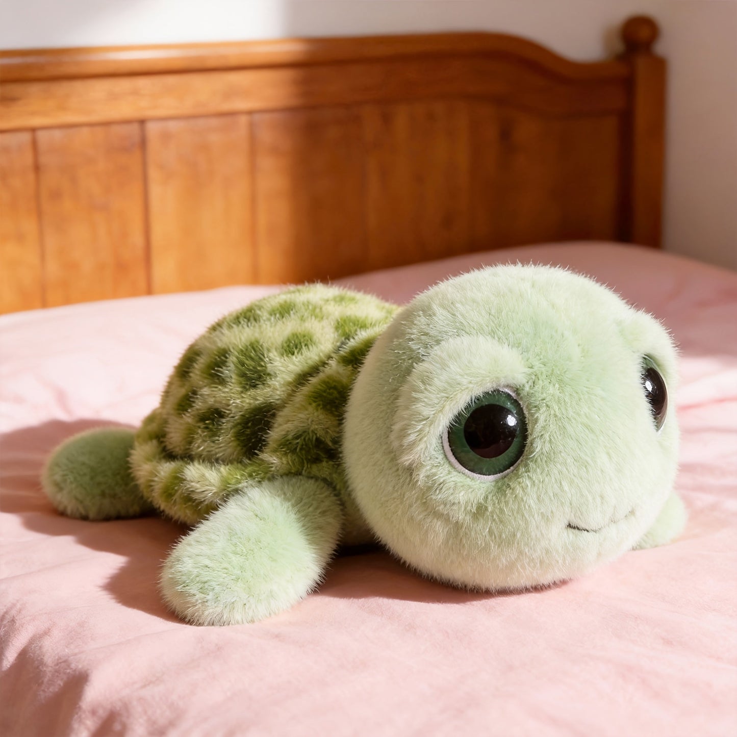 Stuffed Animal Big-Eye Turtle Pillow in 15.75-Inch Size with Melancholy Face and Soft Plush Fabric