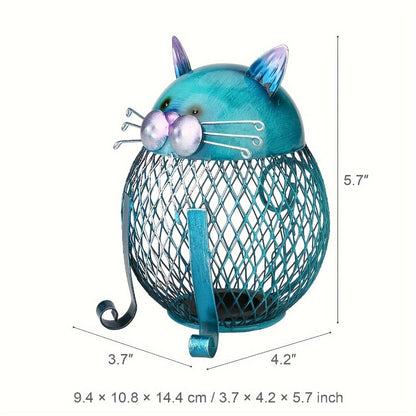 Ceramic Cat Piggy Bank with Removable Bottom Lid – Cute Kitten Coin Bank Figurine for Kids & Adults, Cat Lover Gift