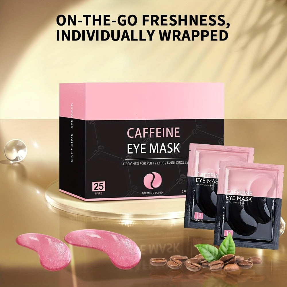 Caffeine Under Eye Patches 25 Pairs – Collagen Gold Eye Mask Reduces Dark Circles Puffiness Eye Bags Fine Lines Anti-Wrinkle Hydrogel