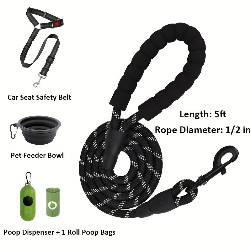 Dog Harness and Leash Set No-Pull Reflective Adjustable Oxford Vest with 2 Leash Clips Easy Control Handle for Small Medium Large Dogs XS-XL