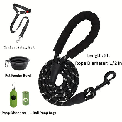 Dog Harness and Leash Set No-Pull Reflective Adjustable Oxford Vest with 2 Leash Clips Easy Control Handle for Small Medium Large Dogs XS-XL