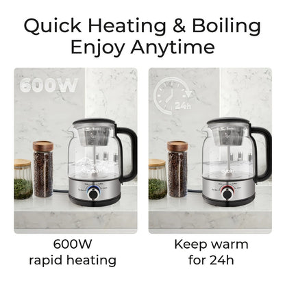 OD-T1206 Glass Coffee Maker and Tea Brewer with 1.2L Capacity, 600W Rating and Keep-Warm Control