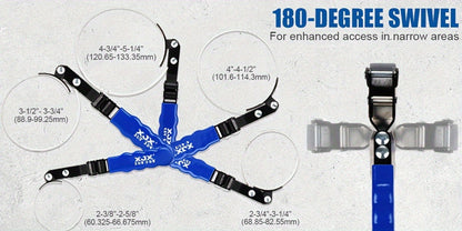 Oil Filter Wrench Set 7 Pcs – Swivel Oil Filter Removal Tool 2-3/8" to 5-1/4" (60-133mm), 12" Adjustable Pliers with 1/2" to 3/8" Adapter