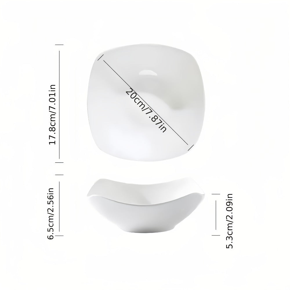 Salad Bowl and Plate Set 4/8/16 Piece – Reusable White PP Plastic Microwave Safe Stackable Lightweight Tableware for Picnic Outdoor Party