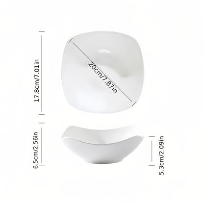 Salad Bowl and Plate Set 4/8/16 Piece – Reusable White PP Plastic Microwave Safe Stackable Lightweight Tableware for Picnic Outdoor Party