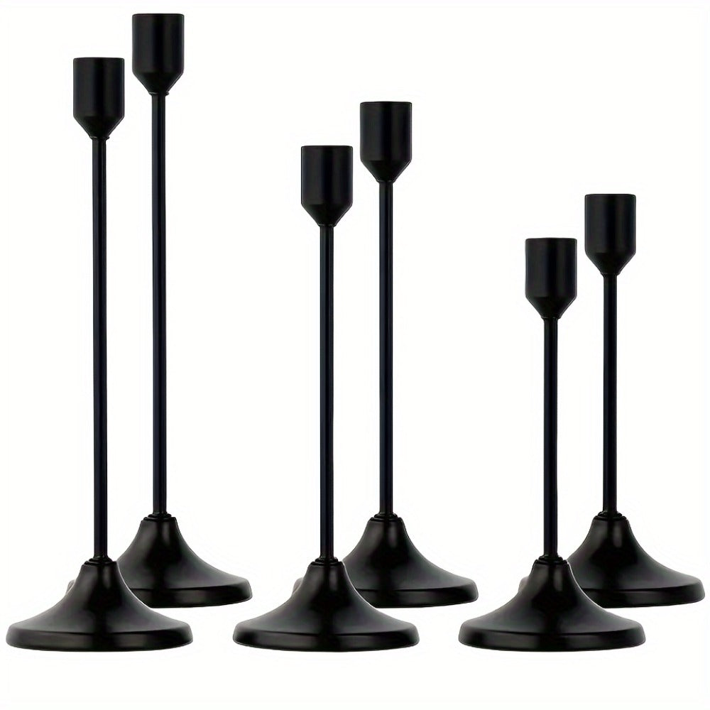 Metal Candlesticks Set of 6, Taper Candle Holders for Wedding Centerpiece, Christmas, Halloween, Thanksgiving