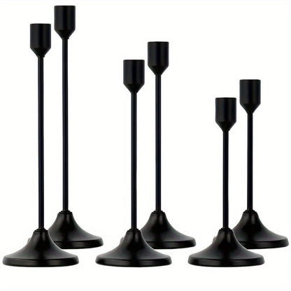 Metal Candlesticks Set of 6, Taper Candle Holders for Wedding Centerpiece, Christmas, Halloween, Thanksgiving
