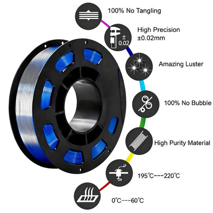 3D Printer Filament Dual-Color PLA 1.75mm 250g Spool with Nine Two-Tone Color Combinations