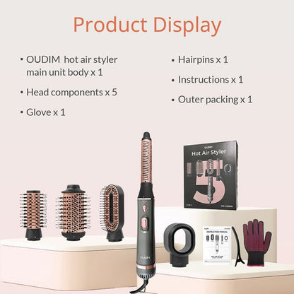 Negative Ion Hair Dryer Brush 4-in-1 Hot Air Styler, Curl, Straighten, Scalp Massage & Blow Dry, Adjustable Heat & Wind Speed