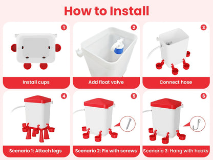 Chicken Waterer, Float Valve Hose Connect Continuous Auto Chick Duck for Garden, Patio and Yard Use