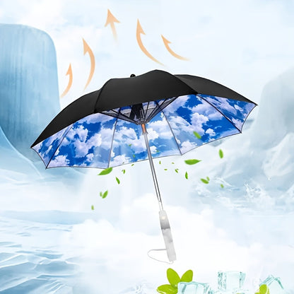 UV Protection Sun & Rain Umbrella with Black Vinyl Coating – 8-Rib Aluminum Frame Windproof Parasol for Outdoor Sun Protection