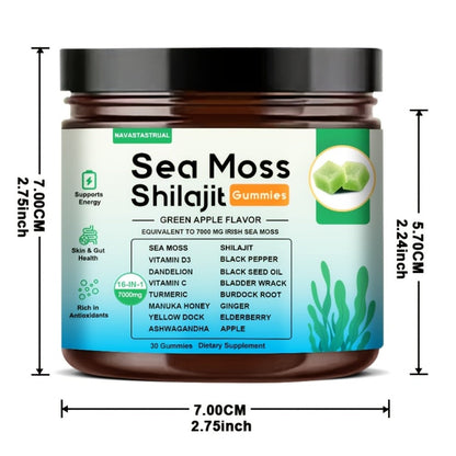 16-in-1 Sea Moss & Shilajit Gummies with Turmeric, Ashwagandha & Black Seed, Plant-Based Immune & Digestive Health Supplement