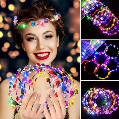 Light Up Flower Crown Headbands 36 Pack Bulk LED Fiber Optic Floral Tiara Glow Party Favors for Women Girls