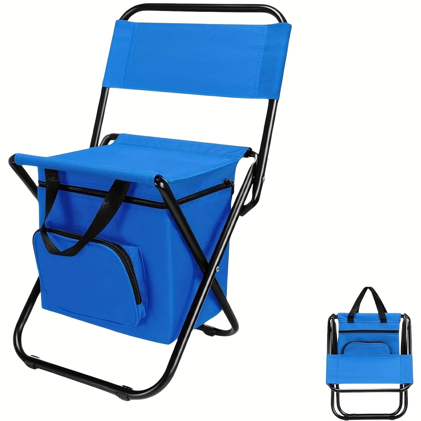 Folding Backpack Camping Chair with Backrest & 12.4L Storage Bag, Lightweight 265 lb Stool for Fishing & Events