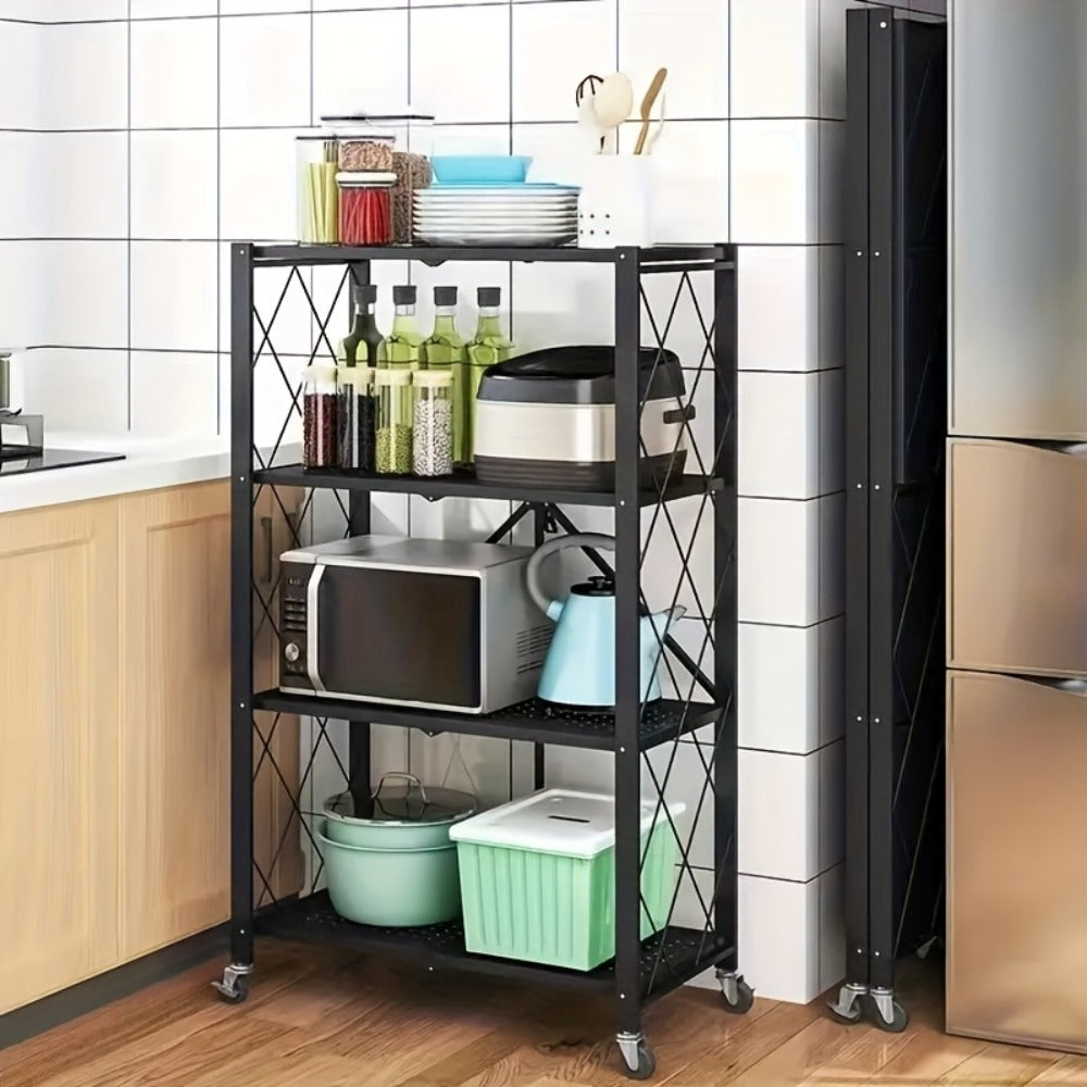 Rolling Storage Rack with Wheels, 3, 4 or 5 Tier Portable Movable Shelving Unit, No Assembly Required