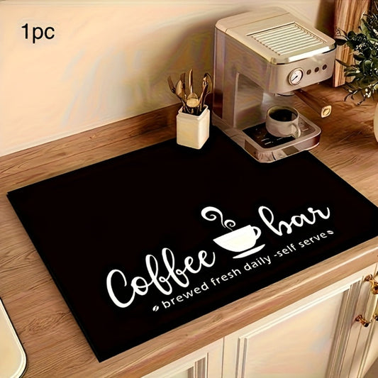 Kitchen Mat, Bohemian Coffee Bar Counter Pad in Five Sizes with Absorbent Fabric and Machine-Wash Care