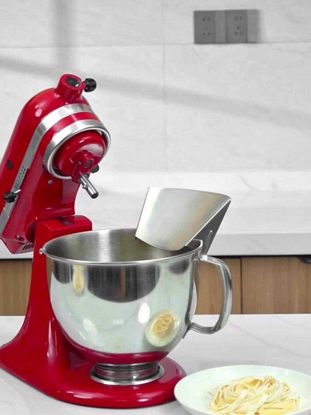 Stand Mixer Pouring Chute Stainless Steel – Dishwasher Safe Pouring Shield for KitchenAid Tilt-Head & Bowl-Lift Models