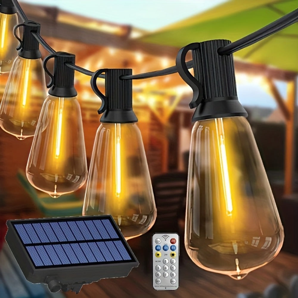 Solar String Lights in 39, 50, 72, 100 or 105-Foot Options with Spherical Bulbs, Warm or Cool White and Remote Control